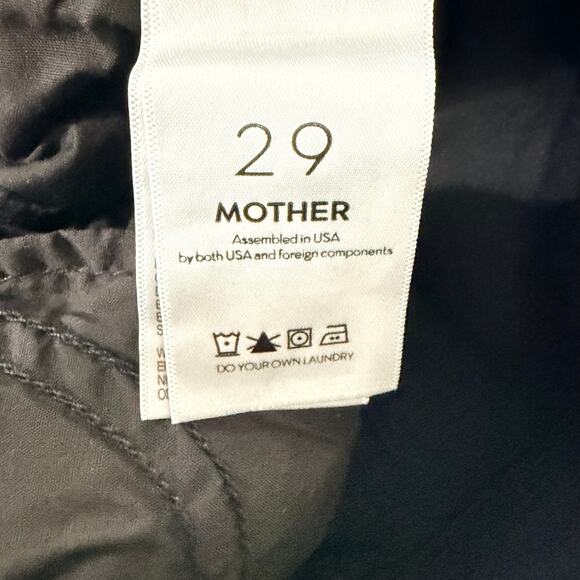 Mother Insider Striped Crop Step-Hem Fray Jeans Black Guilty Racer Stretch Sz 29 - Picture 15 of 16